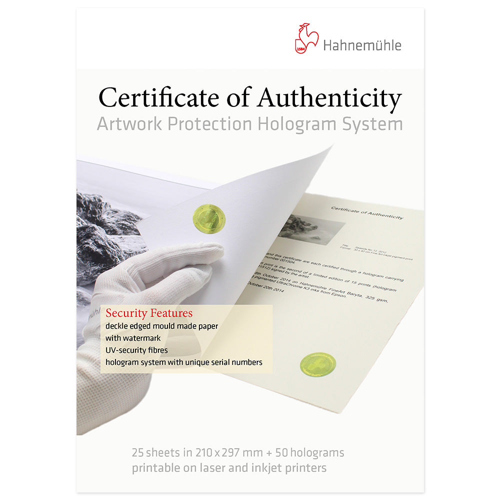 Hahnemühle Certificate of Authenticity A4 Box 25 Blatt