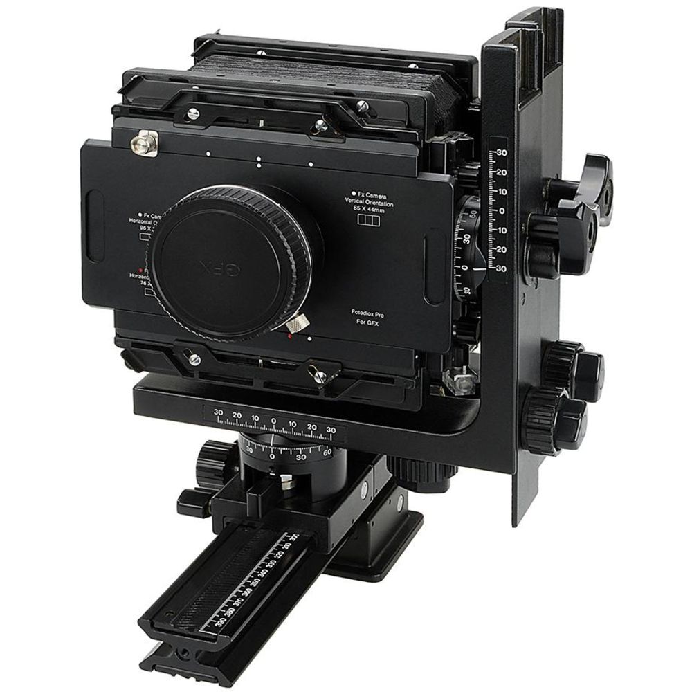 Fotodiox Pro Lens Mount adapter, Fujifilm G-Mount GFX Back to Large Format 4x5 View Cameras with a Graflok Rear Standard (with Shift / Stitch Adapter) (4x5-GFX-Pro)