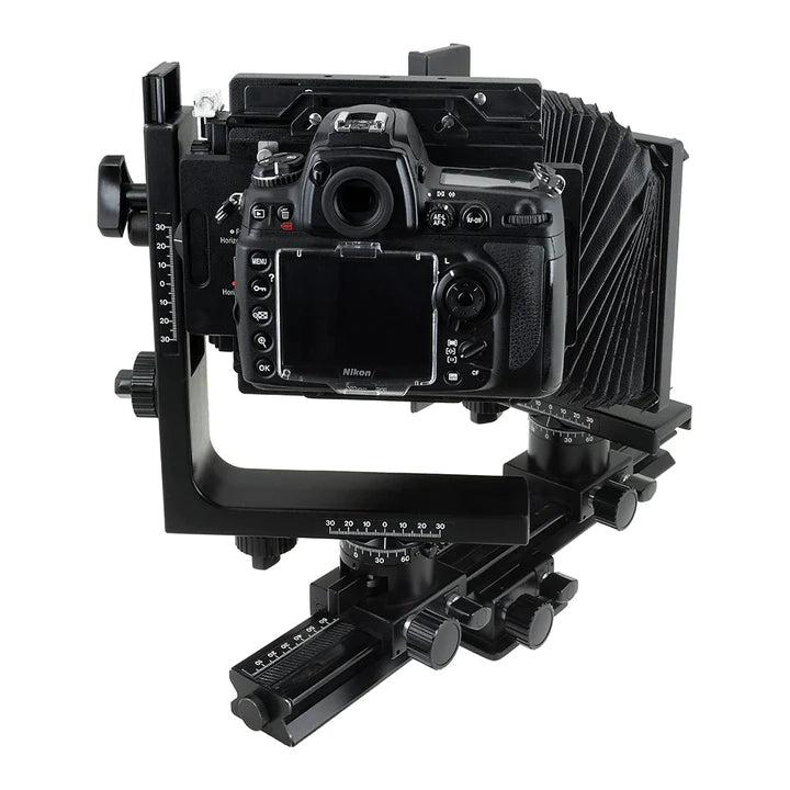 Fotodiox Pro Lens Mount adapter - Nikon Nikkor F Mount D/SLR to Large Format 4x5 View Cameras with a Graflok Rear Standard (with Shift / Stitch Adapter) (NikF-4x5-Pro)