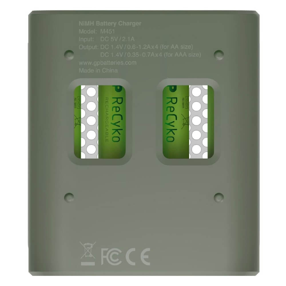 GP M451 USB-Ladegerät + 4x ReCyko AA 960mAh-Akkus