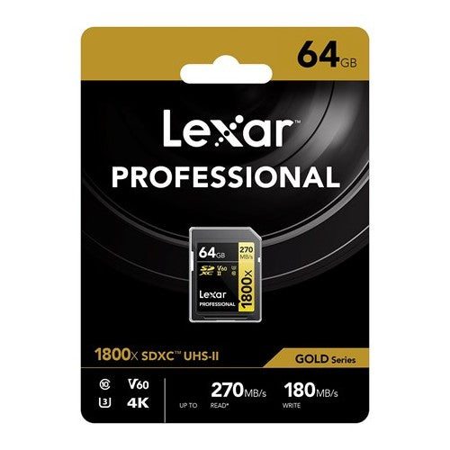 Lexar Professional SDXC 64 GB BL 1800x UHS-II V60 Gold