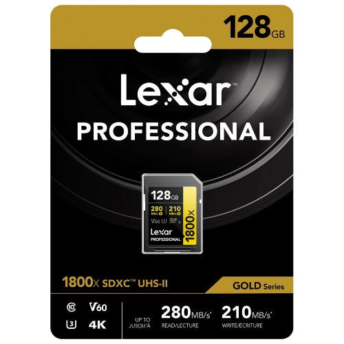 Lexar Professional SDXC 128GB BL 1800x UHS-II V60 gold