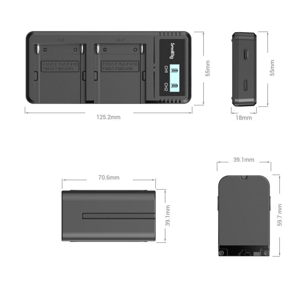 SmallRig NP-F970 Akku- und Ladegerät-Kit 3823