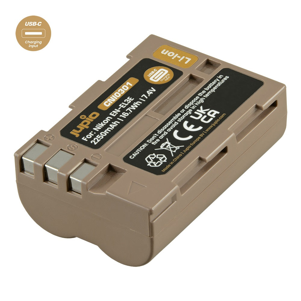 Jupio Nikon EN-EL3E Ultra C 2250mAh Akku mit USB-C-Eingang