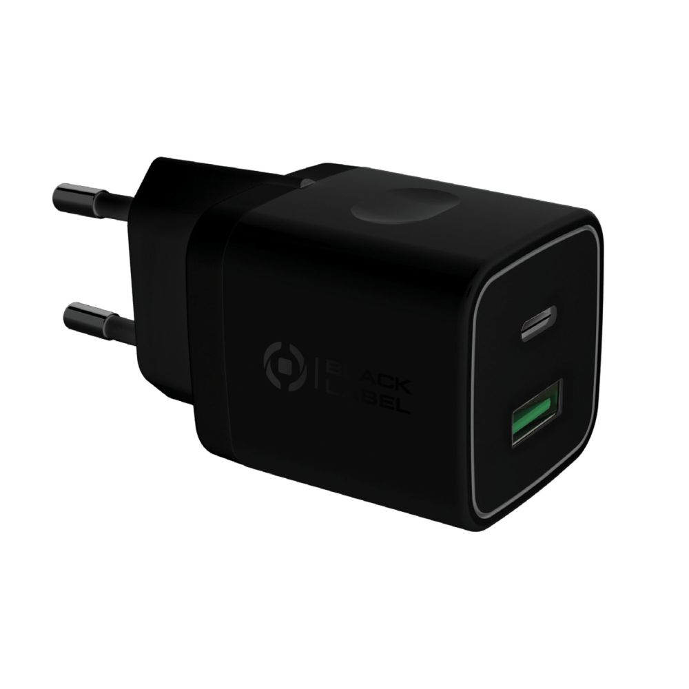 Celly Black Label Wandladegerät USB-C + USB-Anschluss, 20 W