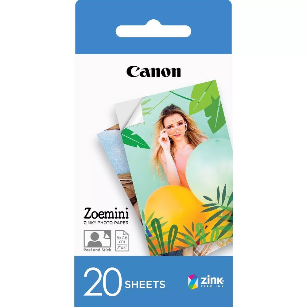 Canon Zoemini 2 Portable Colour Photo Printer Rose Gold + ZP-2030, 5x7.6cm, 20 sheets