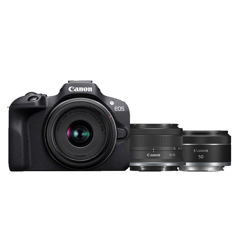 Canon EOS R100 + RF-S 18-45mm IS STM + RF 50mm f/1.8 STM