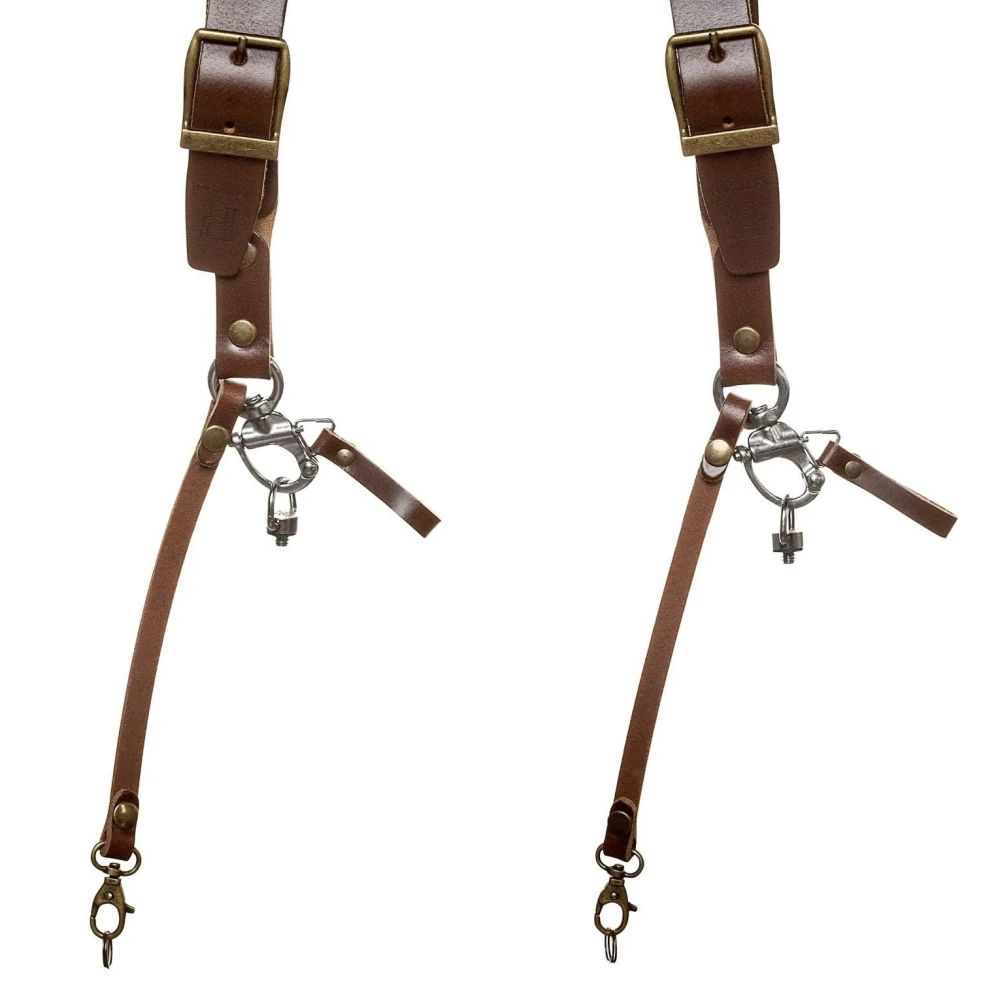 Das Hantler Dual-Kamerageschirr Brandy / Altsilber, Large