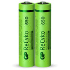 GP NiMH ReCyko AAA 650mAh 1.2V Rechargeable, 2 Pieces