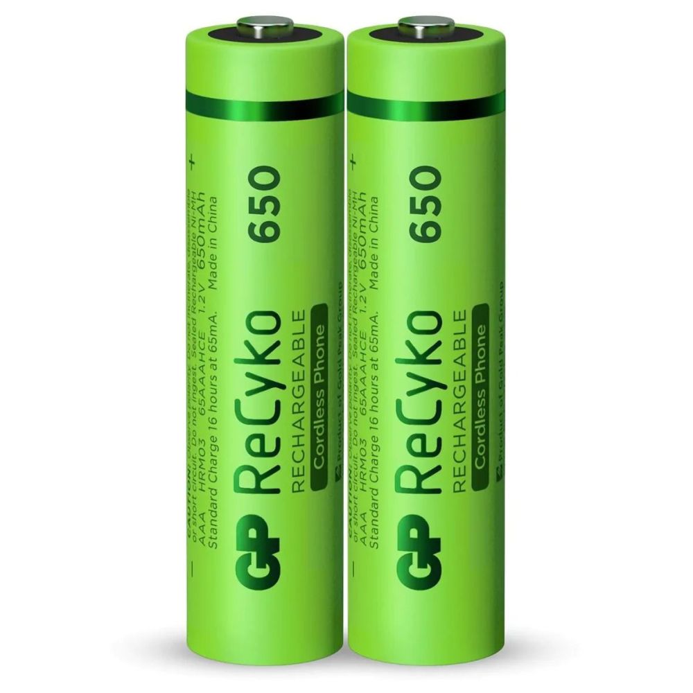 GP NiMH ReCyko AAA 650mAh 1.2V Rechargeable, 2 Pieces