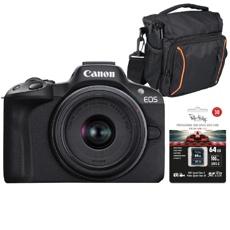 Canon EOS R50 Schwarz + RF-S 18-45mm IS STM Starter Kit