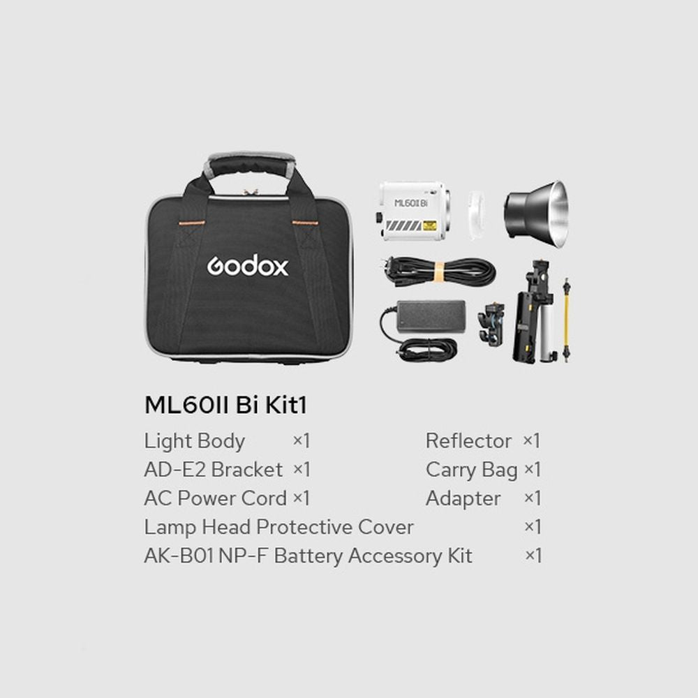 Godox ML60II BI Portable LED light Bi Colour kit (AK B01 + Battery Support)