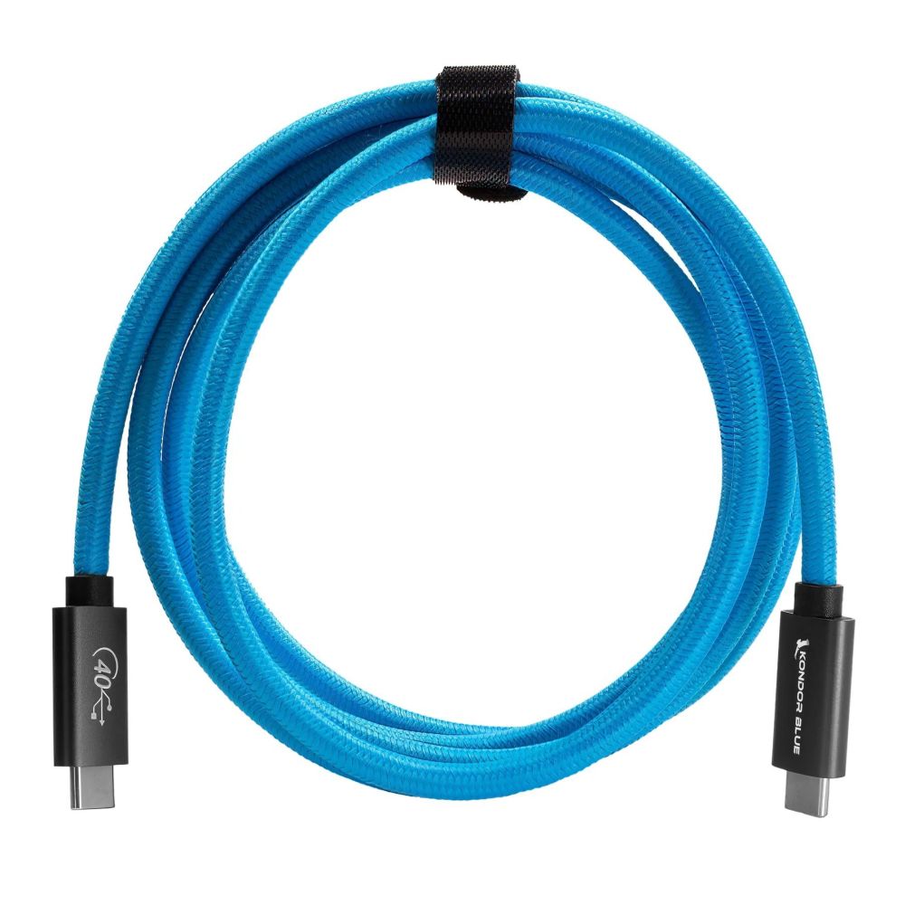 Kondor Blue Thunderbolt 4 USB 4.0 Type C cable Blazing 40G Speeds 5A 100W straight 6Ft