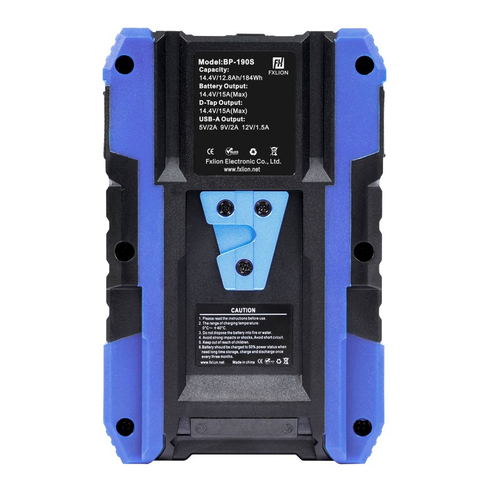 Fxlion Cool Black V-Mount Akku, 14,4V, 184Wh mit USB, D-Tap