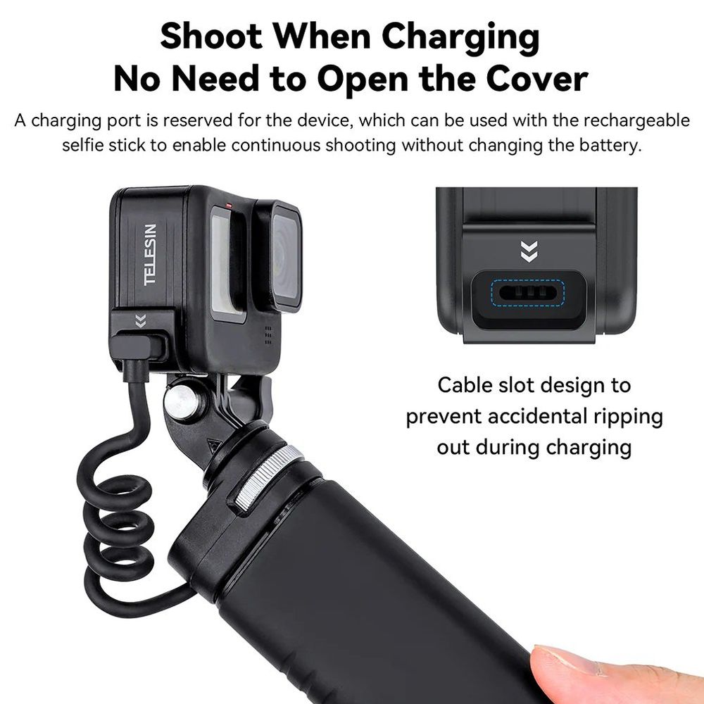 Telesin Battery cover with charging connector, waterproof