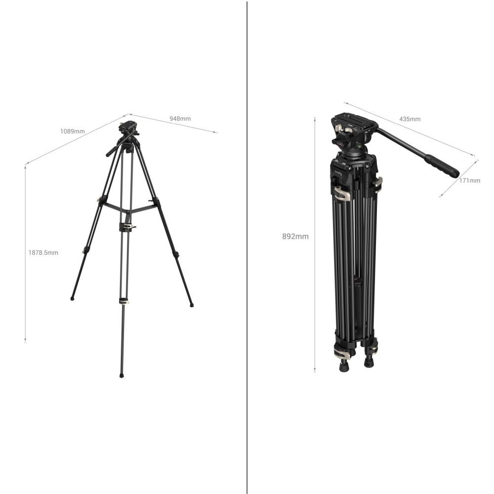 SmallRig 3751B Heavy-Duty Fluid Head Tripod AD-01