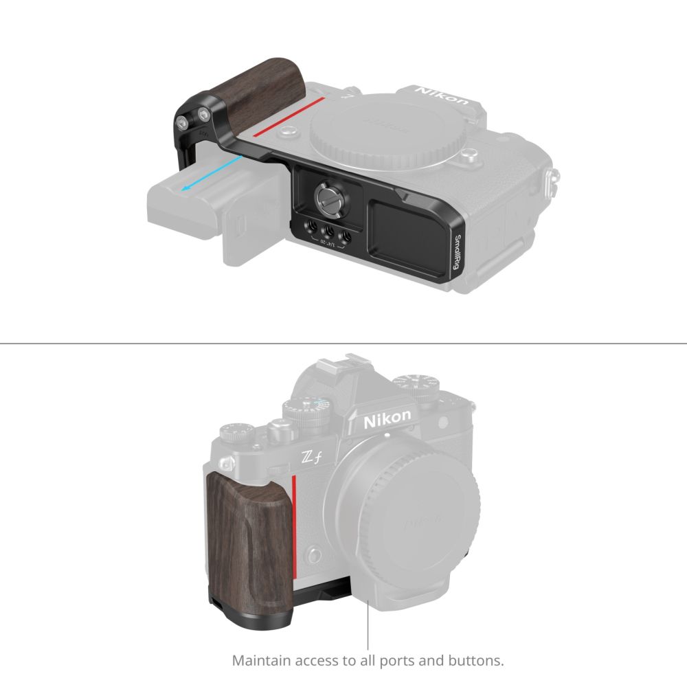 SmallRig 4801 L-förmige Montageplatte mit Holzgriff für Nikon Z f