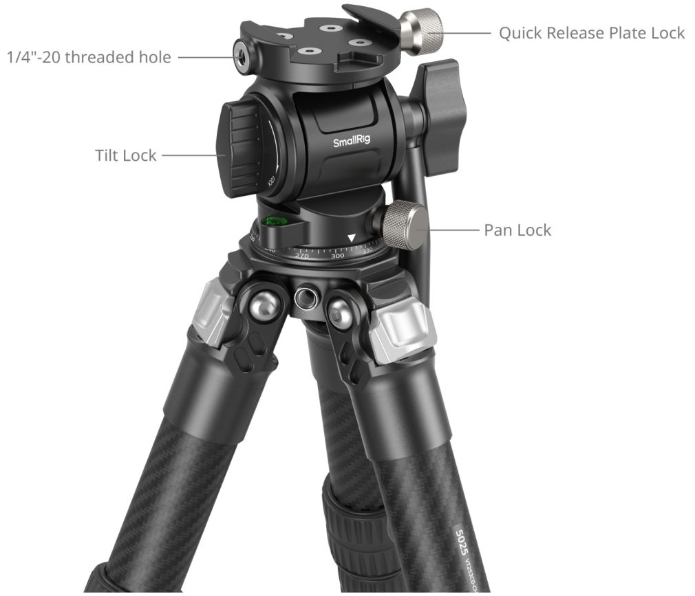 SmallRig 5025 Heavy Duty Carbon Fiber Tabletop Stativ Kit