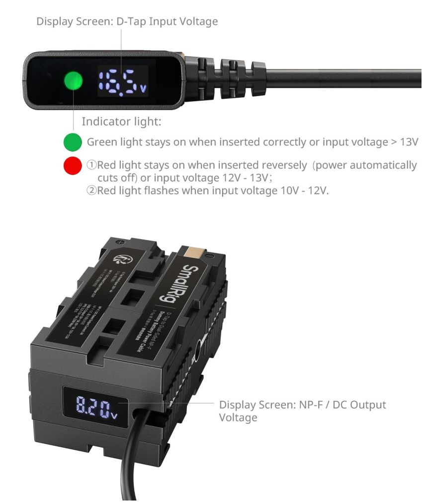 SmallRig 4884 D-Tap zu doppelseitigem NP-F Dummy-Batterie-Stromkabel
