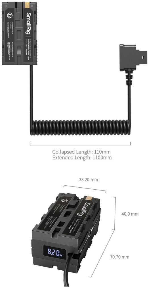 SmallRig 4884 D-Tap zu doppelseitigem NP-F Dummy-Batterie-Stromkabel