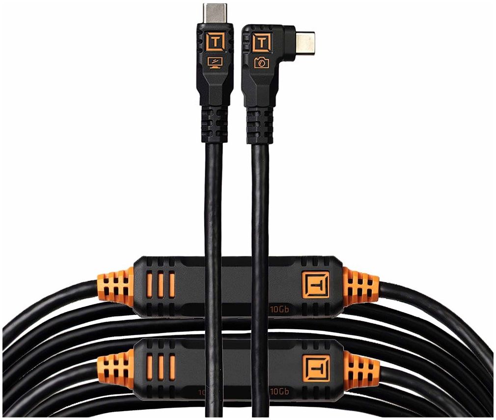 Tether Tools TetherPro Optima 10G USB-C, 31' (9.4m), straight to right black