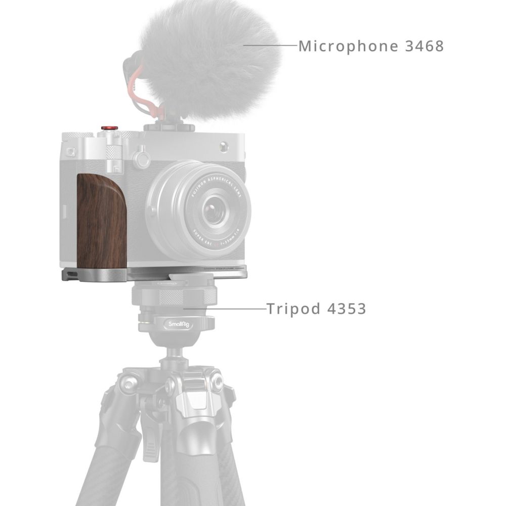 SmallRig 5265 L-Shape Mount Plate with Wooden Handle for Fujifilm GFX 100RF (silver)
