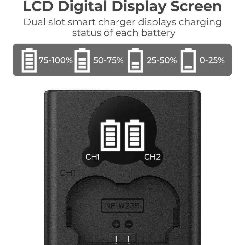 K&F Concept NP-W235 Duales Batterieladegerät USB-C mit Display