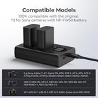 K&F Concept NP-FW50 Dual Battery Charger USB-C with display