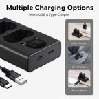 K&F Concept NP-FZ100 Duales Batterieladegerät USB-C mit Display