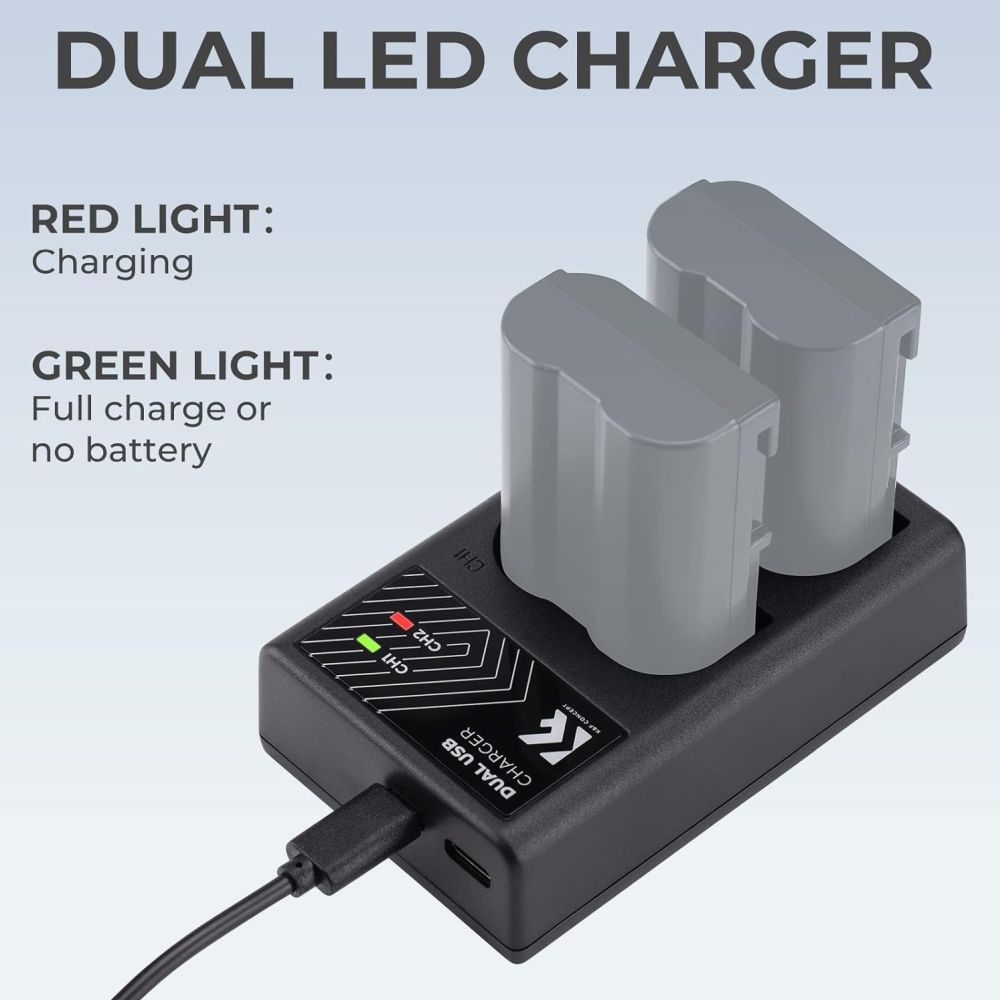 K&F Concept EN-EL15 Duales Batterieladegerät USB-C
