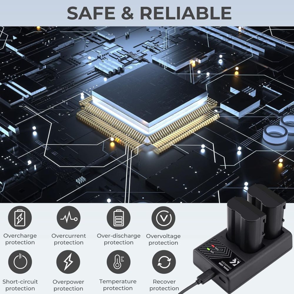 K&F Concept EN-EL15 Duales Batterieladegerät USB-C