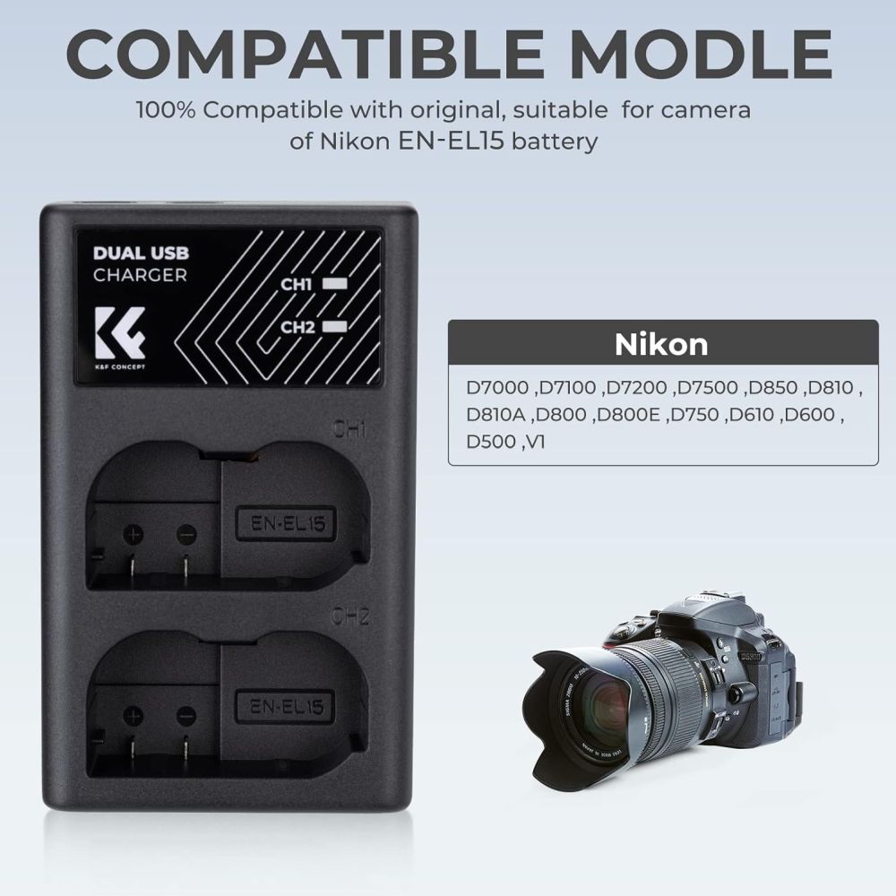 K&F Concept EN-EL15 Duales Batterieladegerät USB-C