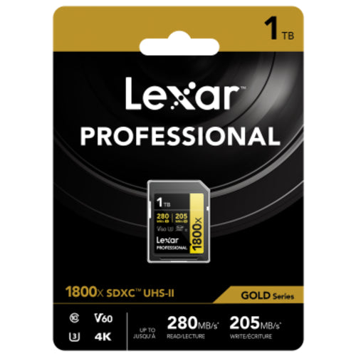 Lexar Professional Gold SD Card UHS-II - R280/W205 MB/s - 1TB - V60