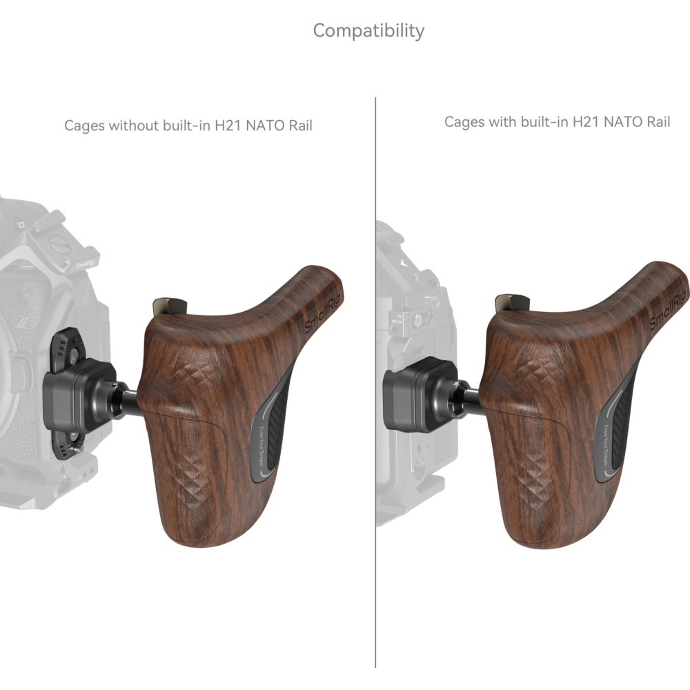 SmallRig 5161 "ImageGrip" Serie Holzgriff mit NATO-Klemme (linke Seite)