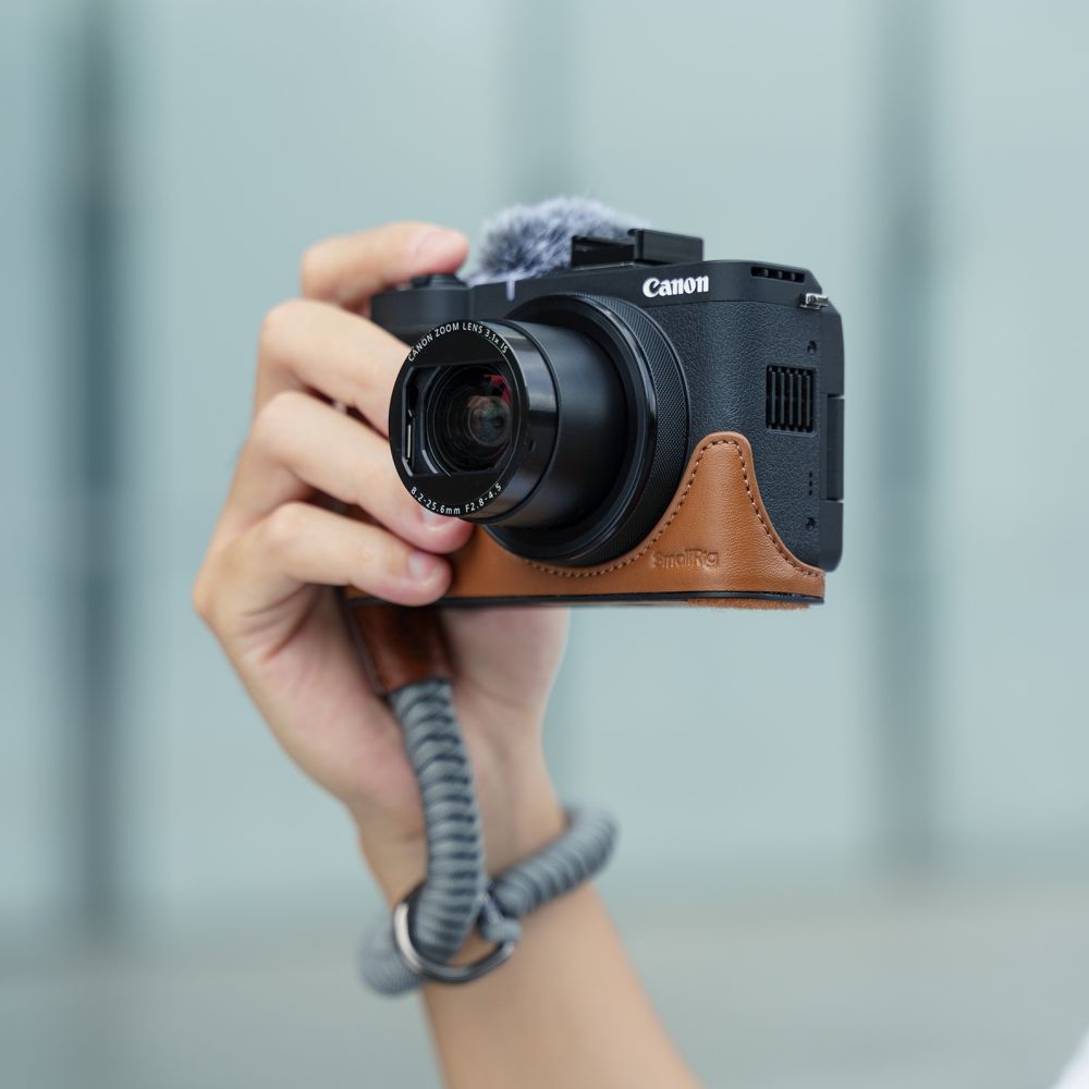 SmallRig 5385 Ledertaschen-Set für Canon PowerShot V1, braun
