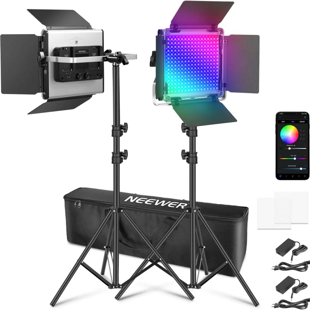 Neewer 660 PRO II 2x 50W RGB LED Lichtset inkl. Ständer und Tragetasche