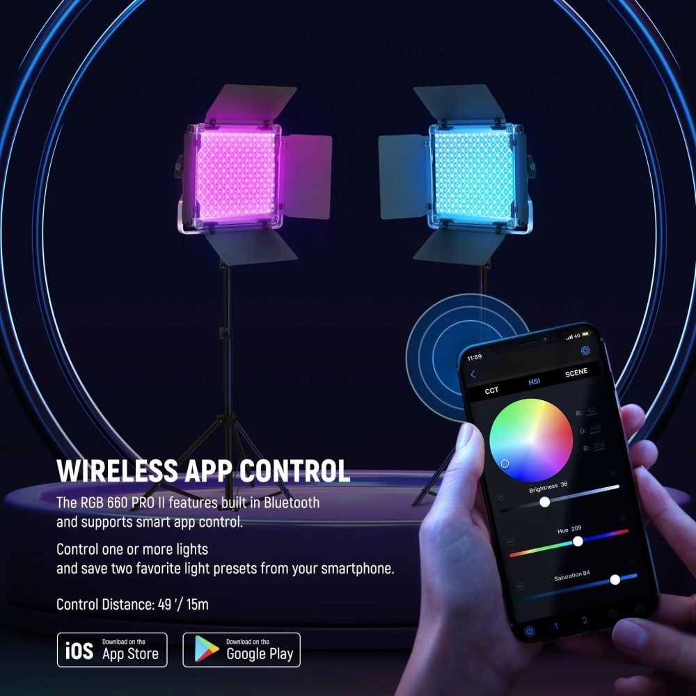 Neewer 660 PRO II 2x 50W RGB LED Lichtset inkl. Ständer und Tragetasche