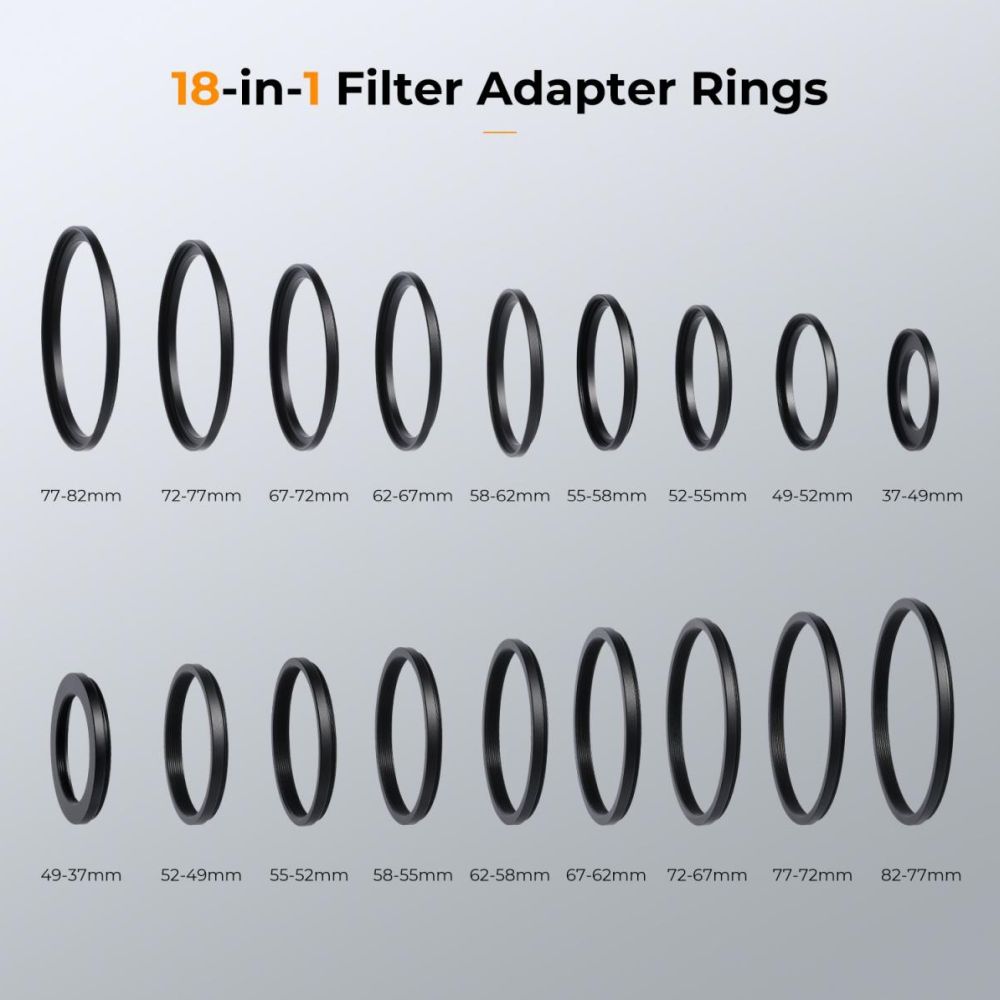 K&F Concept Step Up & Down Ringset 18-teilig (37-82mm)
