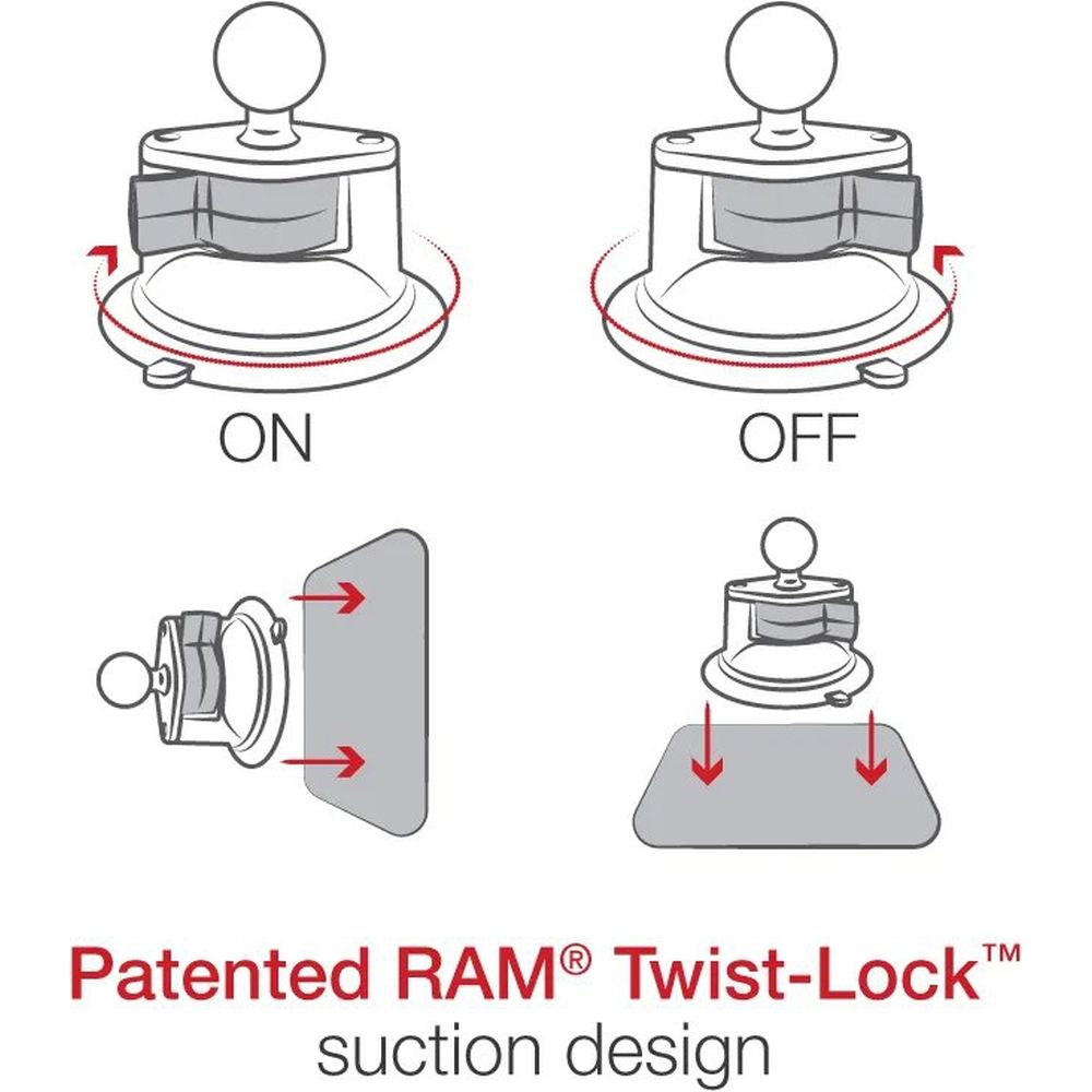 Ram Twist-Lock Saugnapfhalterung mit Action-Kamera-Adapter – Mittel