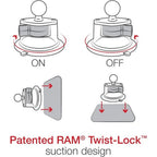 Ram Twist-Lock Saugnapfhalterung mit Action-Kamera-Adapter – Mittel