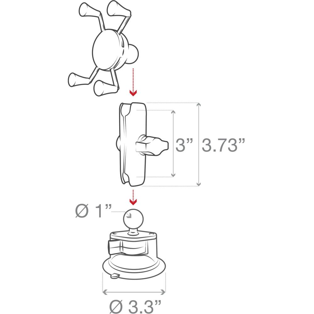 Ram X-Grip Handyhalterung mit Drehverschluss-Saugnapffuß