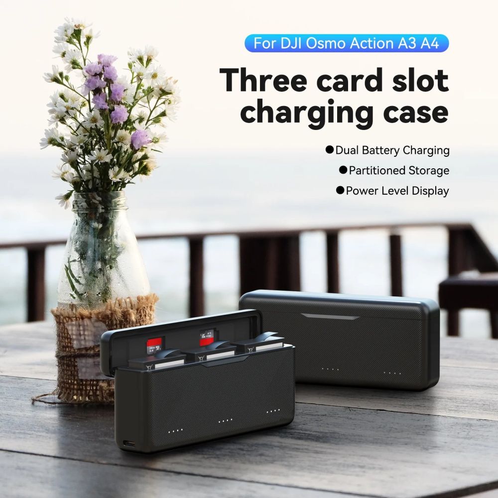 Telesin Pocket Charging Box for DJI Osmo Action 5/4/3 (3 slots)