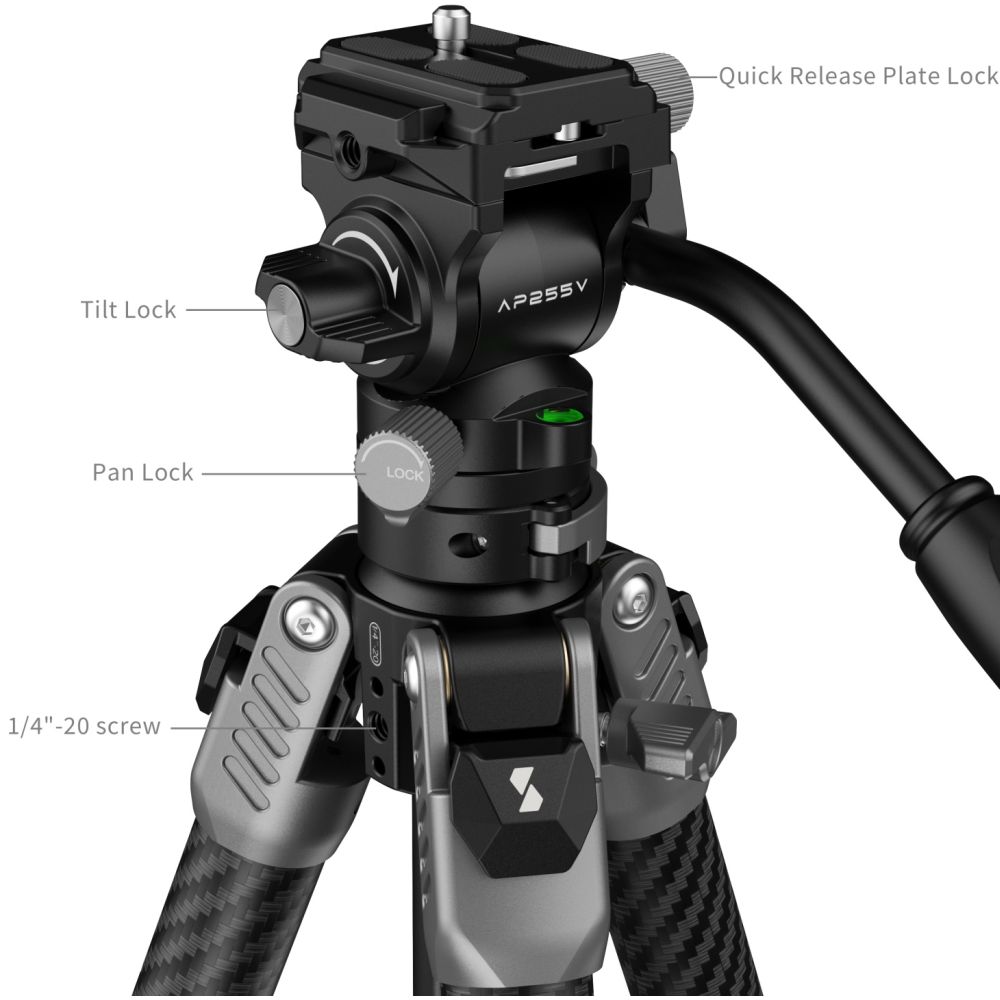 SmallRig 5477 Tragbares Videostativ aus Kohlefaser AP255Pro