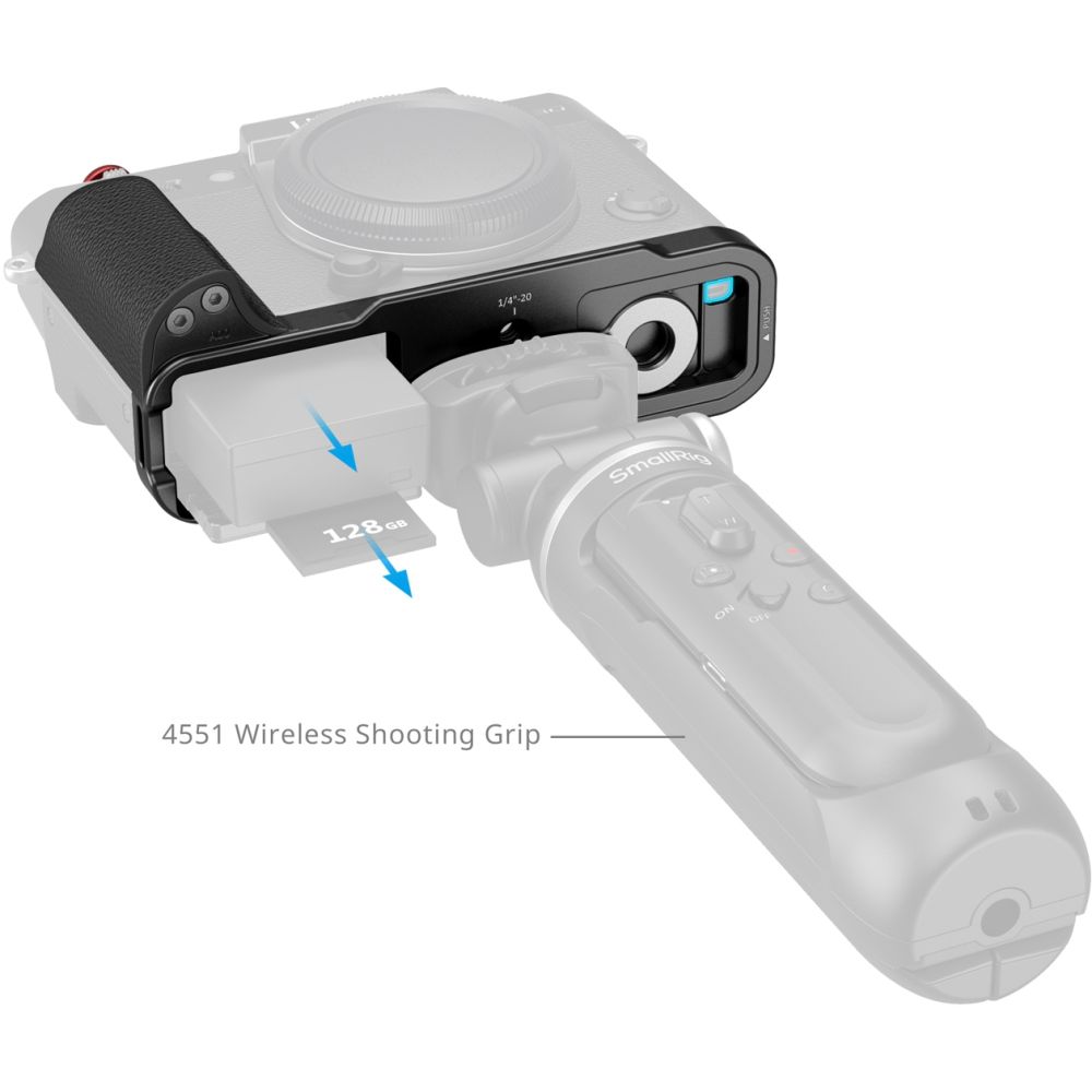 SmallRig 5663 L-förmige Montageplatte mit Silikongriff für FUJIFILM X-T30 / X-T30 II / X-T30 III, Schwarz