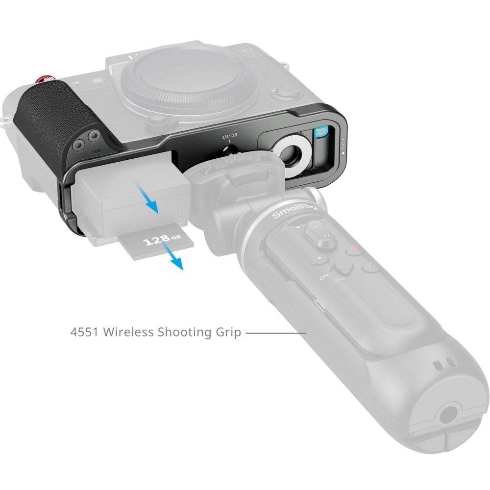 SmallRig 5665 L-förmige Montageplatte mit Silikongriff für FUJIFILM X-T30 / X-T30 II / X-T30 III, Anthrazit-Silber