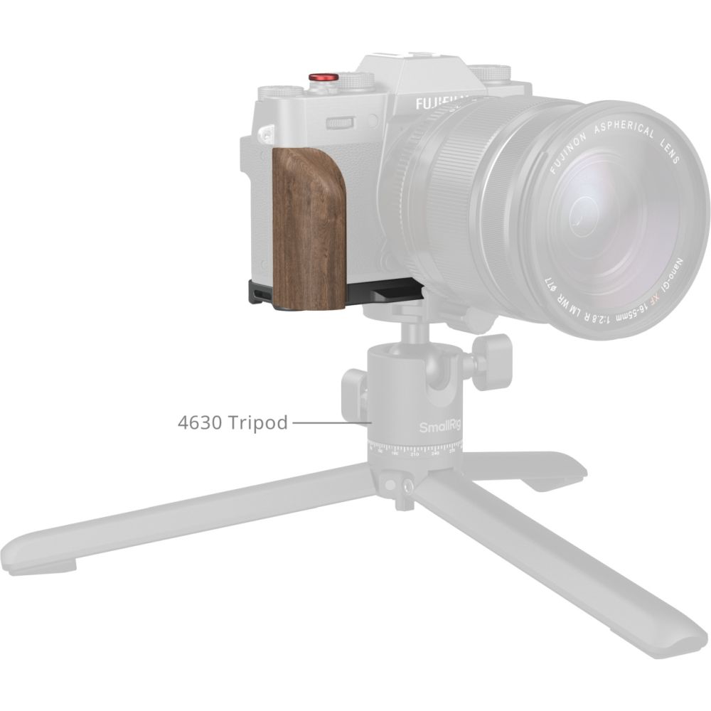 SmallRig 5668 L-förmige Montageplatte mit Holzgriff für FUJIFILM X-T30 / X-T30 II / X-T30 III, Anthrazit-Silber