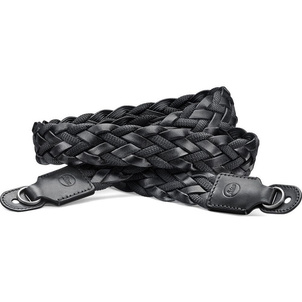 Leica 14696 Carrying Strap, flat braided rayon & leather cord, black