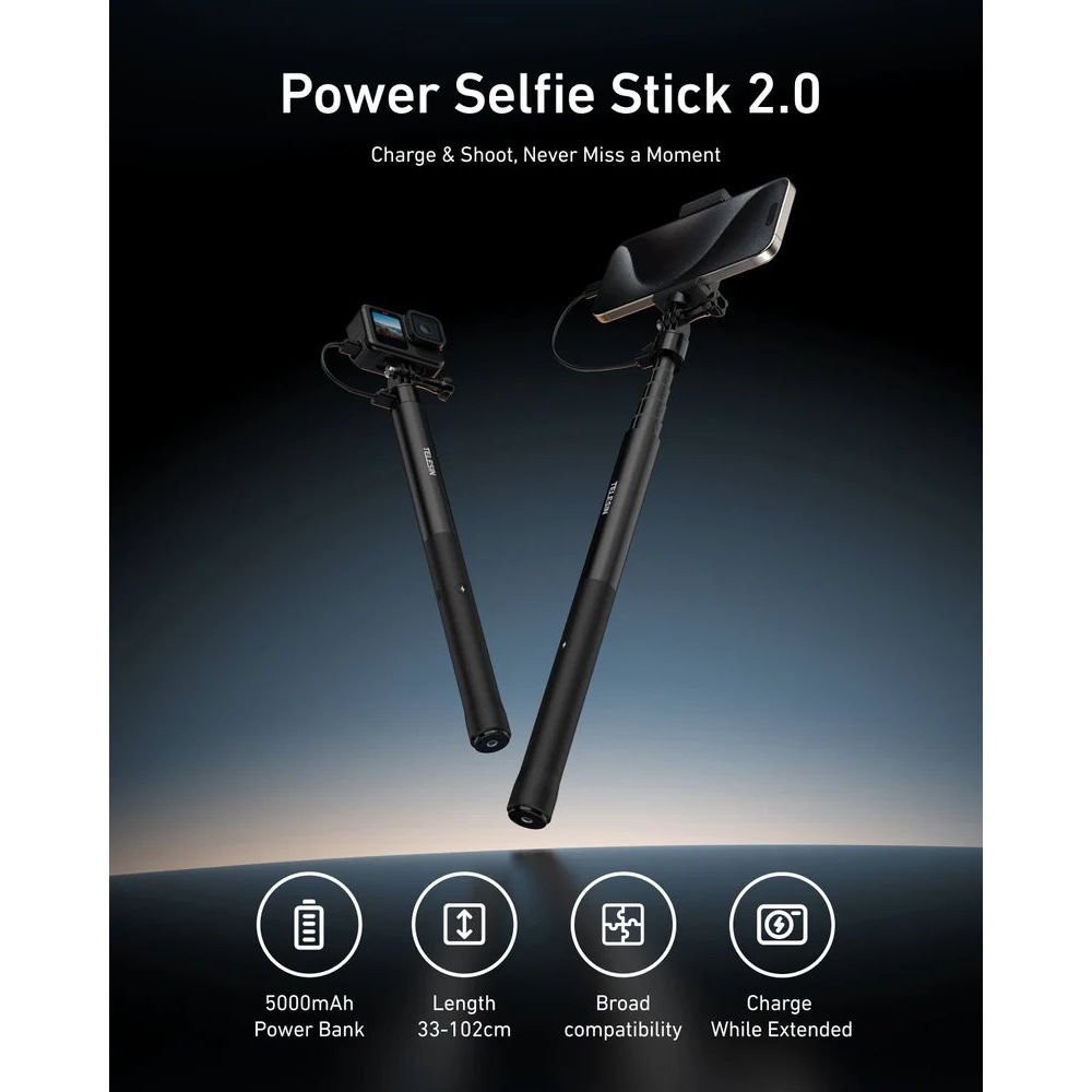 Telesin Power Selfie-Stick 2.0 – 102 cm, 18 W, 5000 mAh