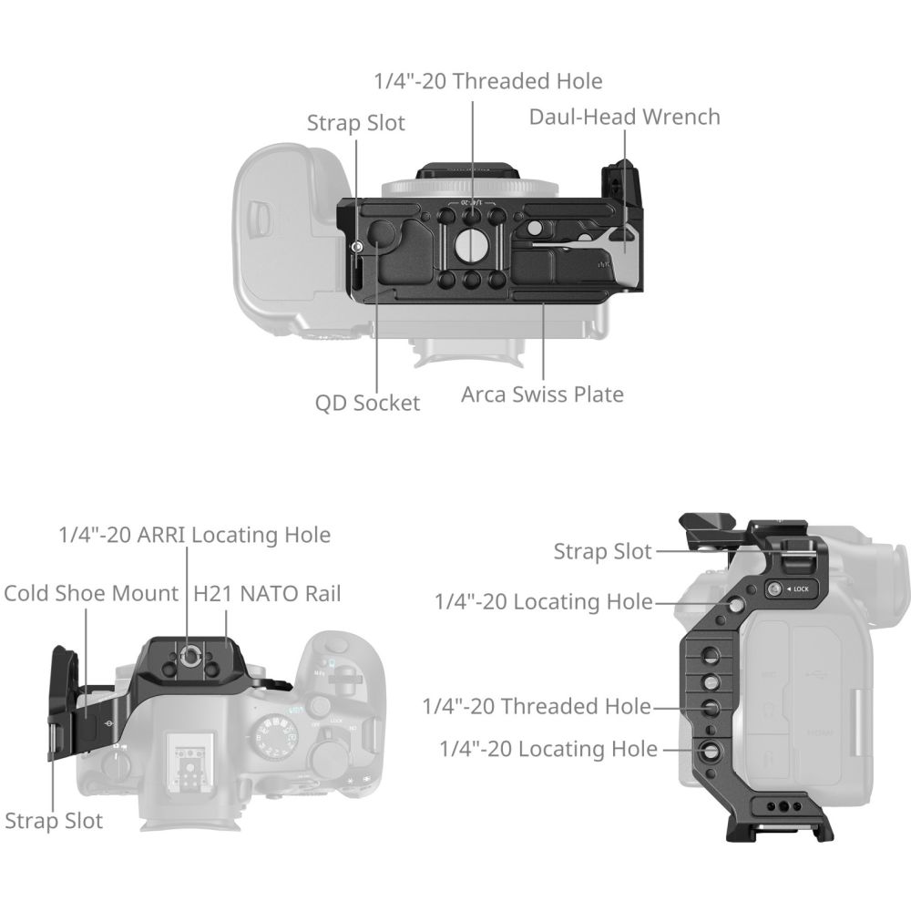 SmallRig 5953 „HawkLock“ Schnellwechsel-Halbkäfig für Canon EOS R6 Mark III / R6 Mark II / R5 Mark II