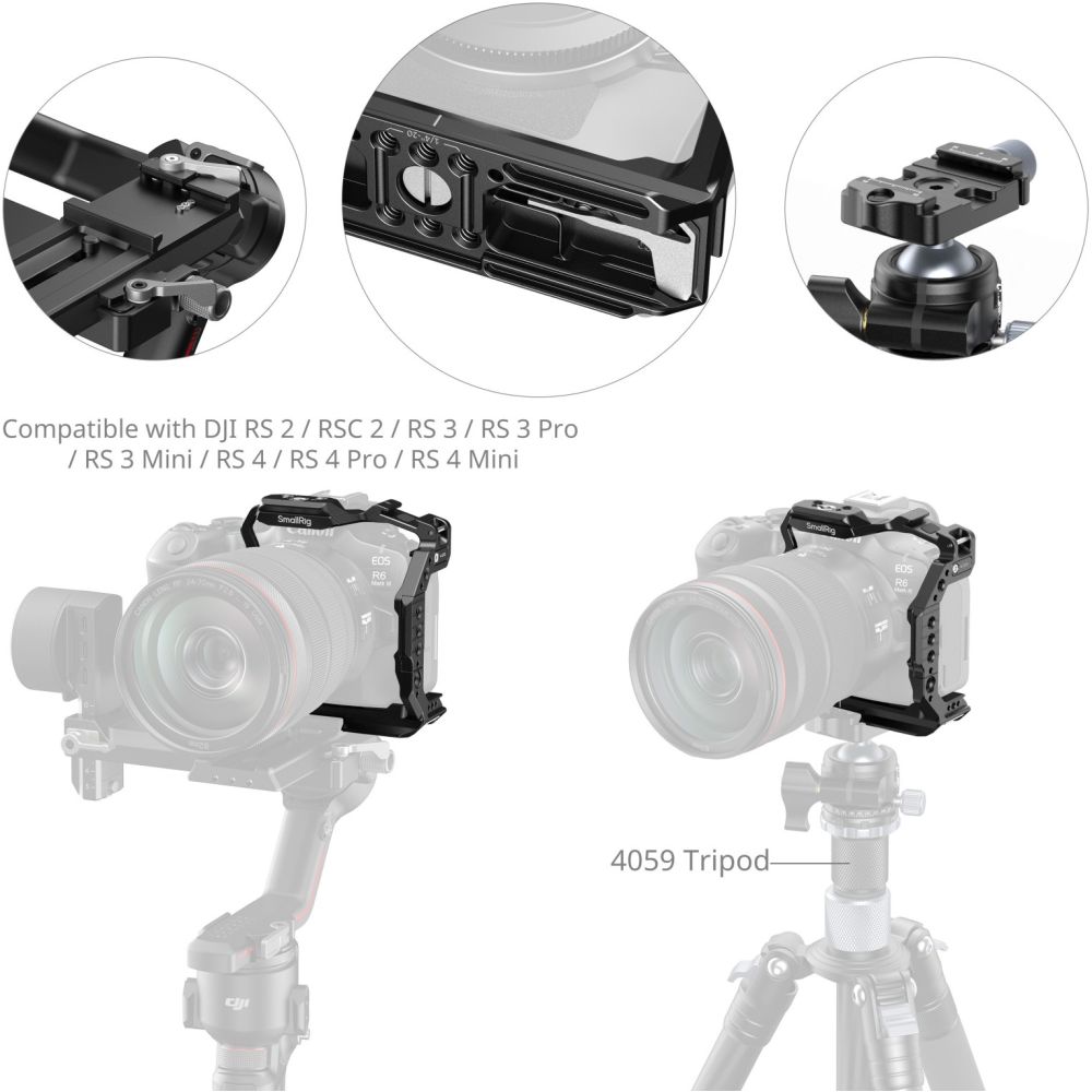 SmallRig 5953 „HawkLock“ Schnellwechsel-Halbkäfig für Canon EOS R6 Mark III / R6 Mark II / R5 Mark II